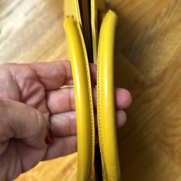 Revillon mustard Yellow saffiano Leather Satchel. NWOT. Made in Italy. - Picture 14 of 17